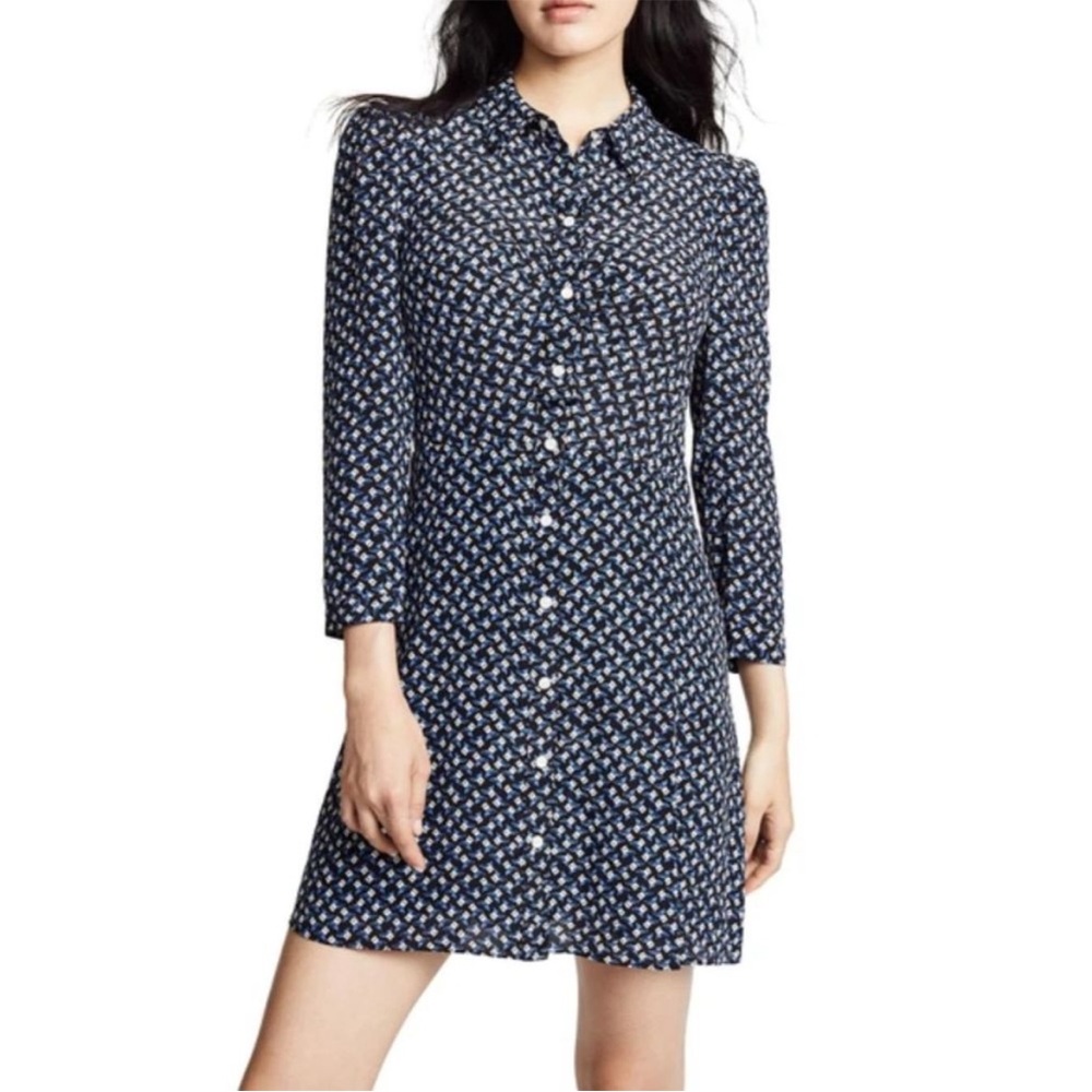 Veronica Beard Silk Floral Button Front
Long Sleeve Mini Dress Blue Size 12